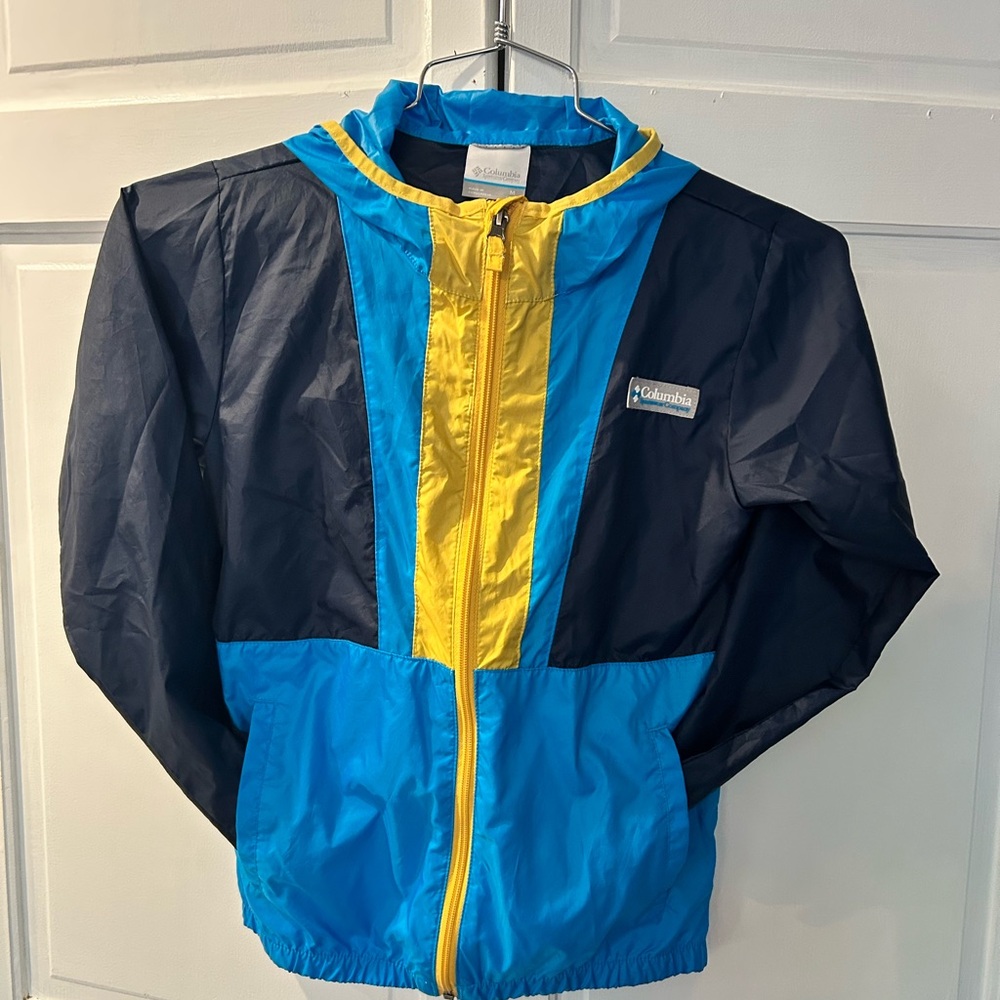 *KIDS*Columbia Navy and Blue Windbreaker with Yellow Accents - Picture 2 of 3